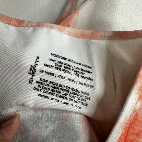 Shefit Ultimate Sports Bra 6Luxe Orange Tie Dye Zip Front Adjustable Support - Picture 6 of 8